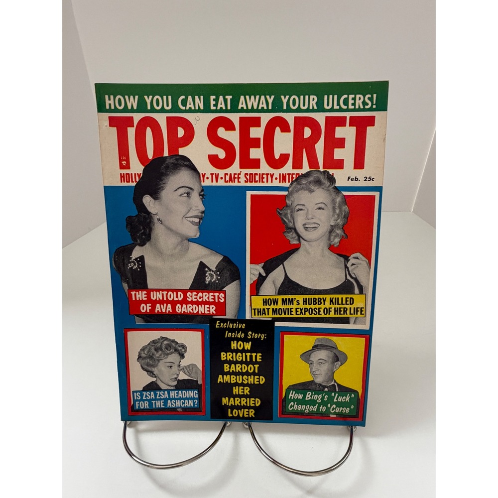Top Secret Magazine February 1958 Marilyn Monroe Ava Gardner Bardot Vintage